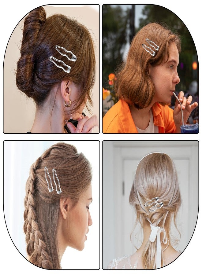 Josojoou 6 Pcs Silver Metal Wave Hair Clips, Small Bangs HairPins Duck Bill Clip Alligator Hair Clips for Women Barrettes Accessories for Thick Thin Hair - Image 4